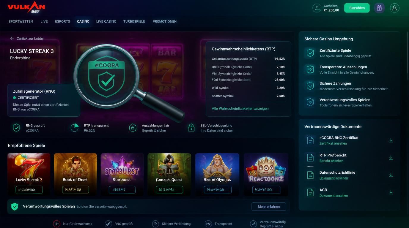 Ein sicheres Casino mit geprüftem RNG-Siegel